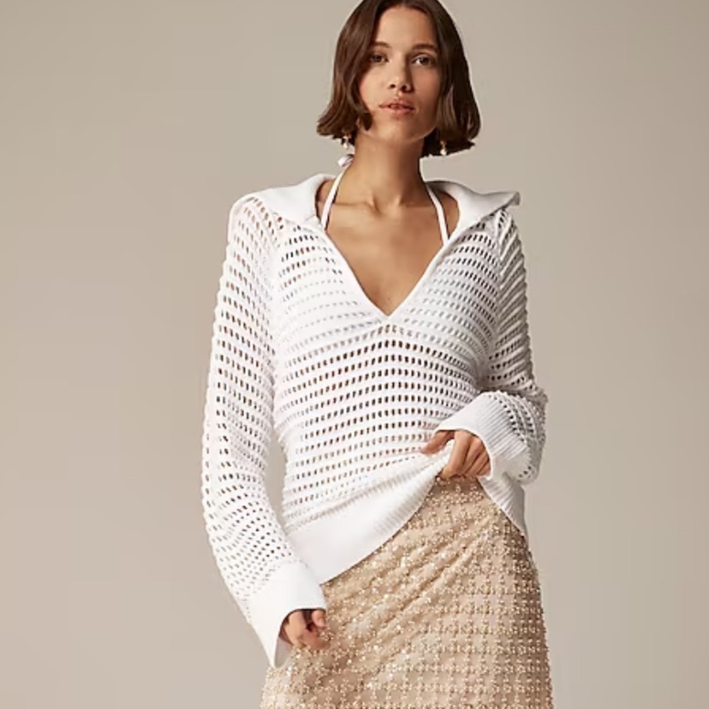 J crew Crochet sailor-collar sweater